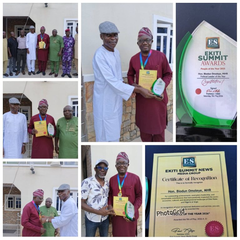 Omoleye Honoured As Political Leader Of The Year By Ekiti Summit News Media.