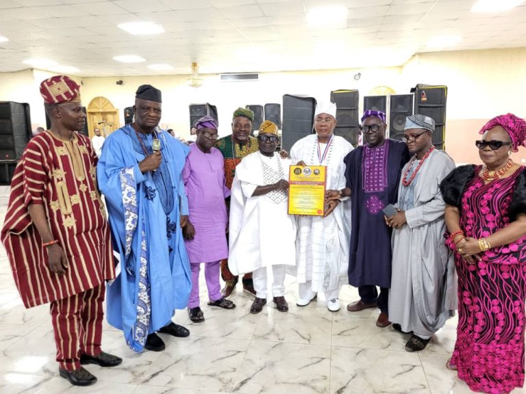 PHOTO NEWS:Mr. Oluwole Oyewande and Femi Alufa jointly hold the Ogedengbe Heroes Plaque, the posthumous award presented in honour of Oloomofe Ogunleye Otirikijuda of Ijero-Ekiti for his outstanding heroism during the Kiriji War. The award was presented at the Ogedengbe Fiesta 2026 held in Ilesa, Osun State, on Friday, 31 July 2026.